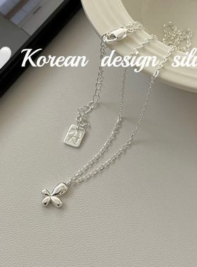 韩国ins风简约银饰品 S925纯银 精巧蝴蝶项链 叠戴高级锁骨链女