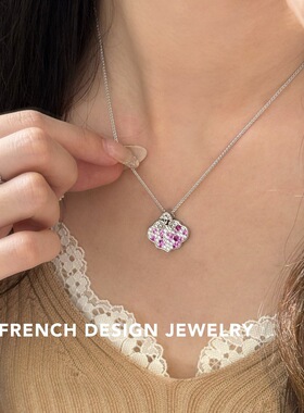 超美法式满天星长生锁项链 S925纯银 锁骨链女优雅礼服配饰品