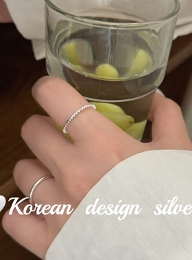 韩国亮银设计ins风小众耳饰S925纯银简约波浪线戒指 简约高级