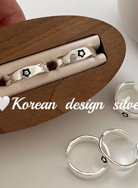 韩国东大门ins简约亮银饰品 S925纯银小梅花戒指气质百搭女高级