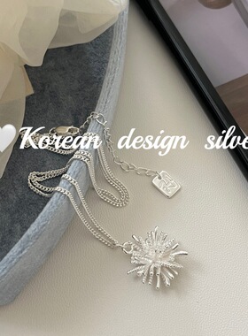 韩国东大门ins风银饰品 S925纯银立体烟花项链小众设计高级感
