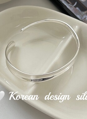 韩国东大门简约亮银饰品 S925纯银重工亮银手镯 女ins高级感手环
