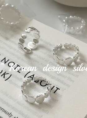 韩国东大门时尚饰品 S925纯银 椭圆拼接戒指ins简约个性小众设计