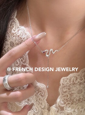 法国布契风拉丝小众蛇元素项链S925纯银拉丝流苏法式优雅锁骨链