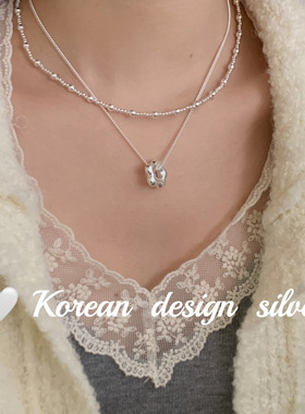 韩版高级感ins小众银饰  S925纯银光珠简约项链 叠戴极简风气质女