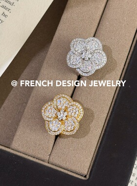 法式轻奢高级感指环 S925纯银 花朵微镶戒指复古优雅小众设计