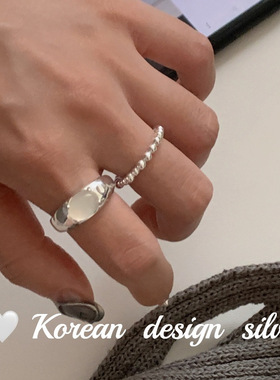 韩国ins风2025年新款S925纯银简约白玉髓戒指女小众叠戴高级感女