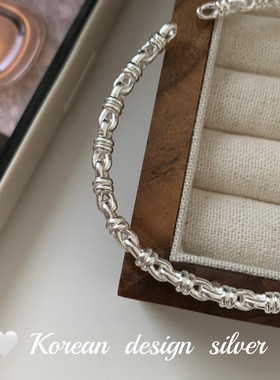 韩国重工ins博主同款S925纯银绳套编制镂空手镯女 叠戴小众高级感