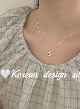 韩国ins风简约高级感饰品 S925纯银 精巧海蓝宝项链 小众锁骨