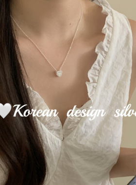 韩国ins风东大门新款饰品S925纯银爱心项链 小众设计高级