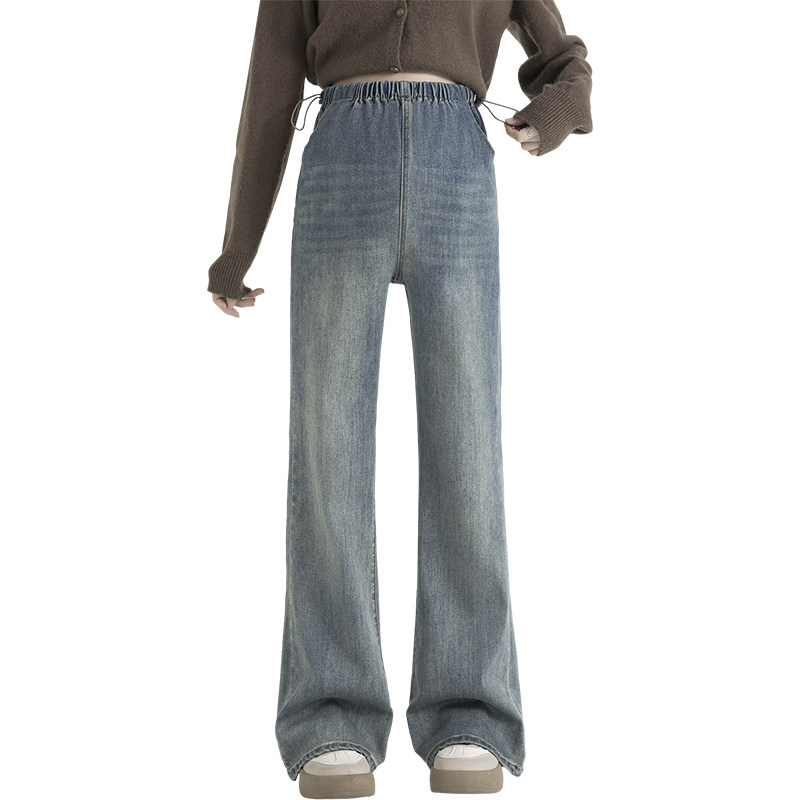 实拍 高品质密密绒弹力冬季孕妇牛仔裤有口袋抽绳喇叭裤休闲,淘宝优惠券,粉丝福利购,淘宝优惠卷