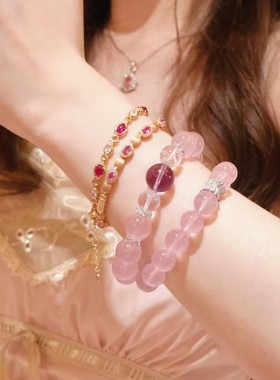 仿高冰粉水晶手串女桃花水晶手串紫阿塞水晶手饰送闺蜜生日礼物