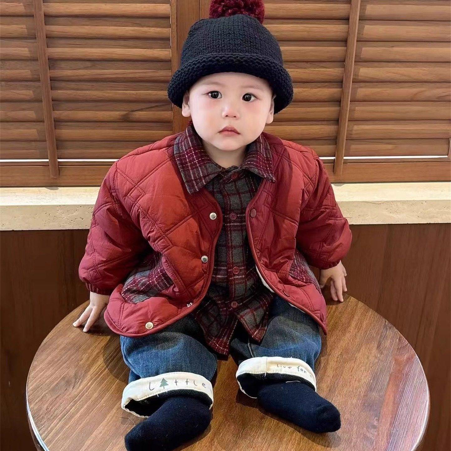 婴儿新年衣服男孩潮帅气时髦冬装棉服外套宝宝加厚裤子两件套冬季,淘宝优惠券,粉丝福利购,淘宝优惠卷