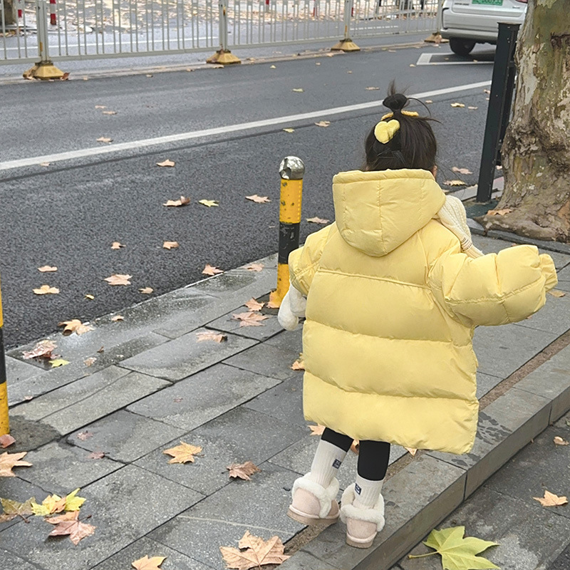 儿童冬装女宝宝90白鸭绒羽绒服女童冬季中长款保暖洋气外套童装