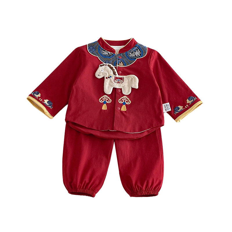 国风服装套装婴儿衣服春秋款红色喜庆洋气周岁宝宝拜年服唐装分体,淘宝优惠券,粉丝福利购,淘宝优惠卷