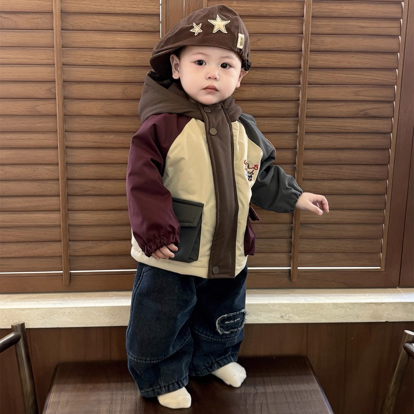 宝宝超好看冬装套装男婴儿衣服加绒加厚外套冬款韩系牛仔裤周岁服,淘宝优惠券,粉丝福利购,淘宝优惠卷