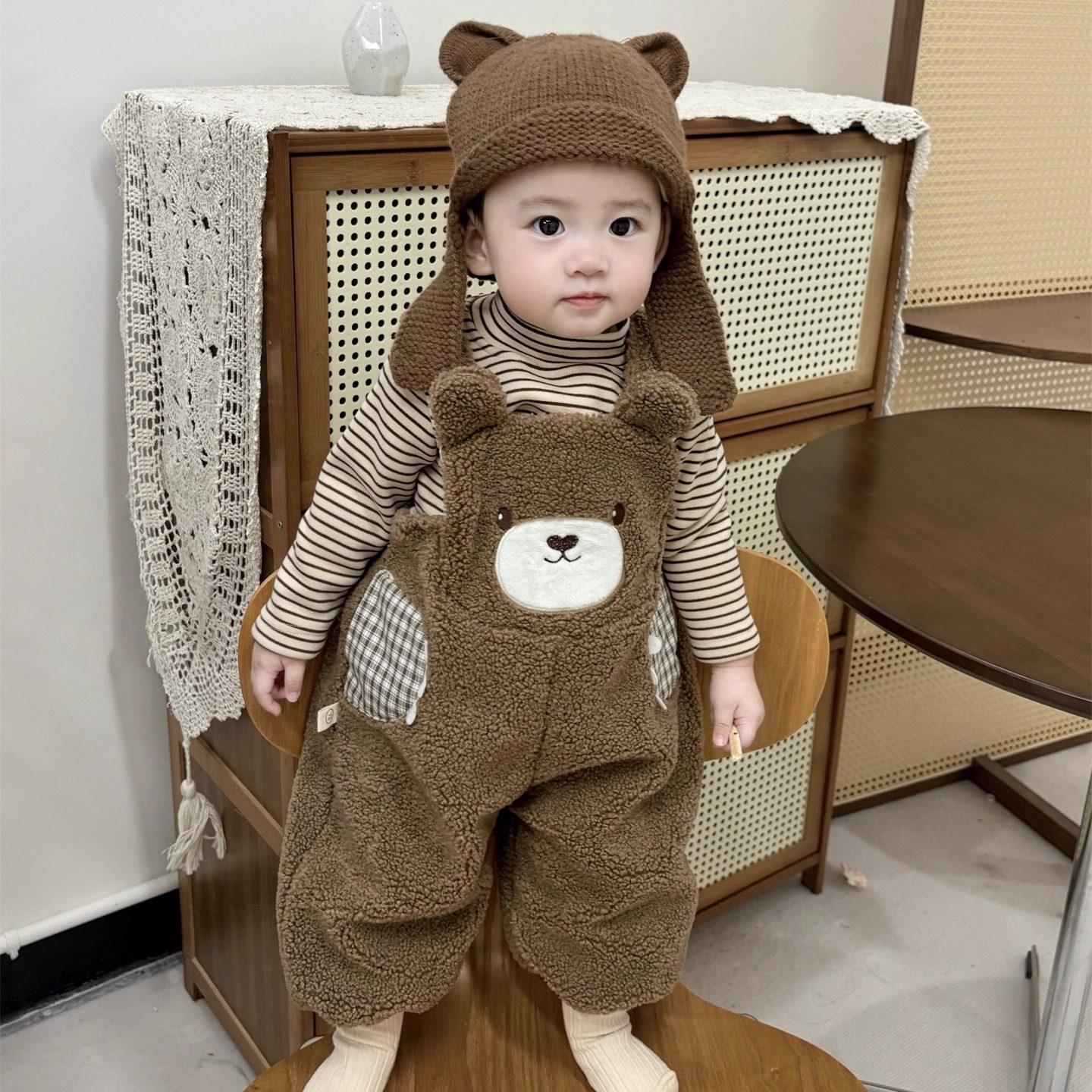 宝宝冬季套装加绒加厚连体裤超萌可爱洋气婴幼儿背带打底两件套冬,淘宝优惠券,粉丝福利购,淘宝优惠卷