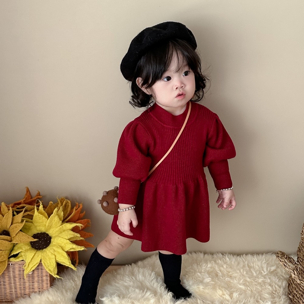 ins秋冬季女童针织连衣裙裙洋气毛衣裙宝宝过年婴儿红色衣服,淘宝优惠券,粉丝福利购,淘宝优惠卷