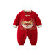 Baby 100 Days Autumn Red Clothes Baby Celebration 100 Days Banquet Romper Suit Infant and Toddler 1st Birthday Clock Dress