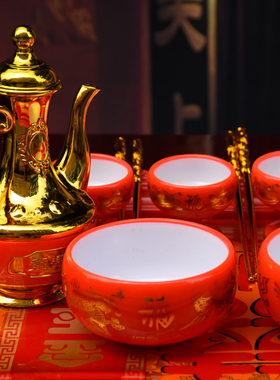 搬新居结婚喜事碗套装供佛用乔迁家居用品祭祀加厚塑料碗酒杯家用