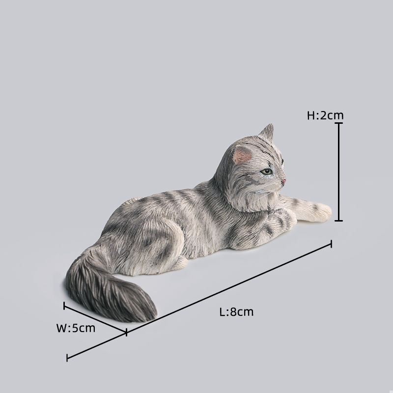 JXK Small迷你缅因猫模型小猫咪冰箱贴桌面饰品微缩摆件玩具礼物 - 图1