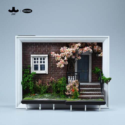 非现货JXK&Home艺术浮雕画框光感夜灯小屋微缩场景模型树脂工艺品 - 图0