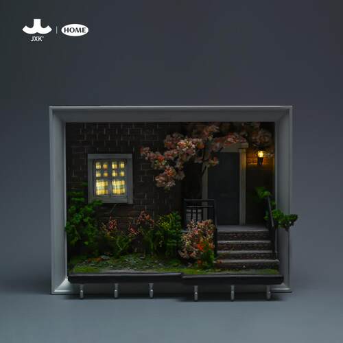 非现货JXK&Home艺术浮雕画框光感夜灯小屋微缩场景模型树脂工艺品 - 图1