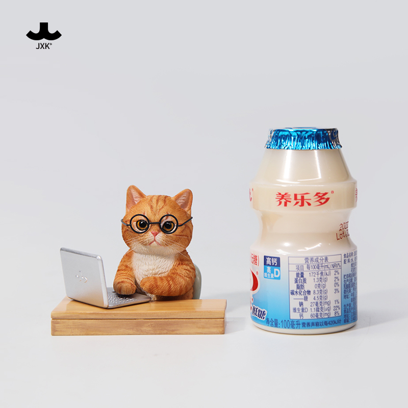 JXK1/6摸鱼猫可爱上班橘猫手办宠物猫咪周边模型办公桌面摆件潮玩 - 图1