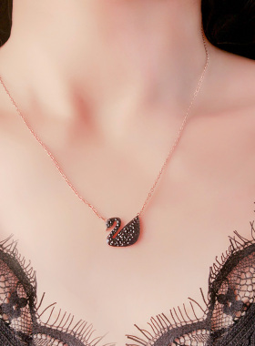 玫瑰金天鹅女士不掉色钛钢锁骨链