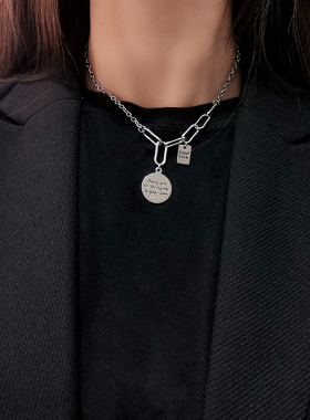 新款钛钢嘻哈街头酷女孩卫衣项链