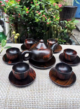 大红酸枝整木雕刻茶壶十四件套摆件交趾黄檀红木茶具茶杯礼品实拍