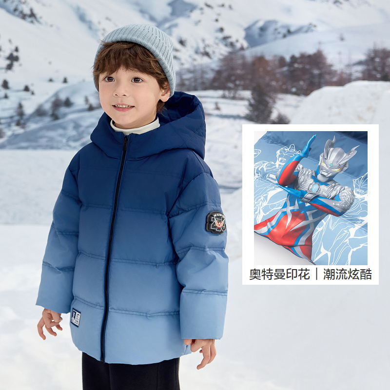 【奥特曼IP】巴拉巴拉男童羽绒服2025冬装新款连帽外套加厚保暖潮 - 图2