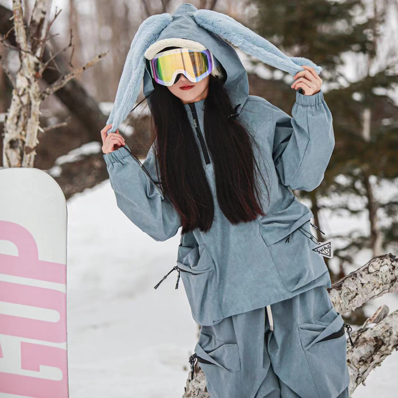 Swagli滑雪服女士兔耳朵专业防水透湿透气滑雪衣户外保暖滑雪裤子 - 图1