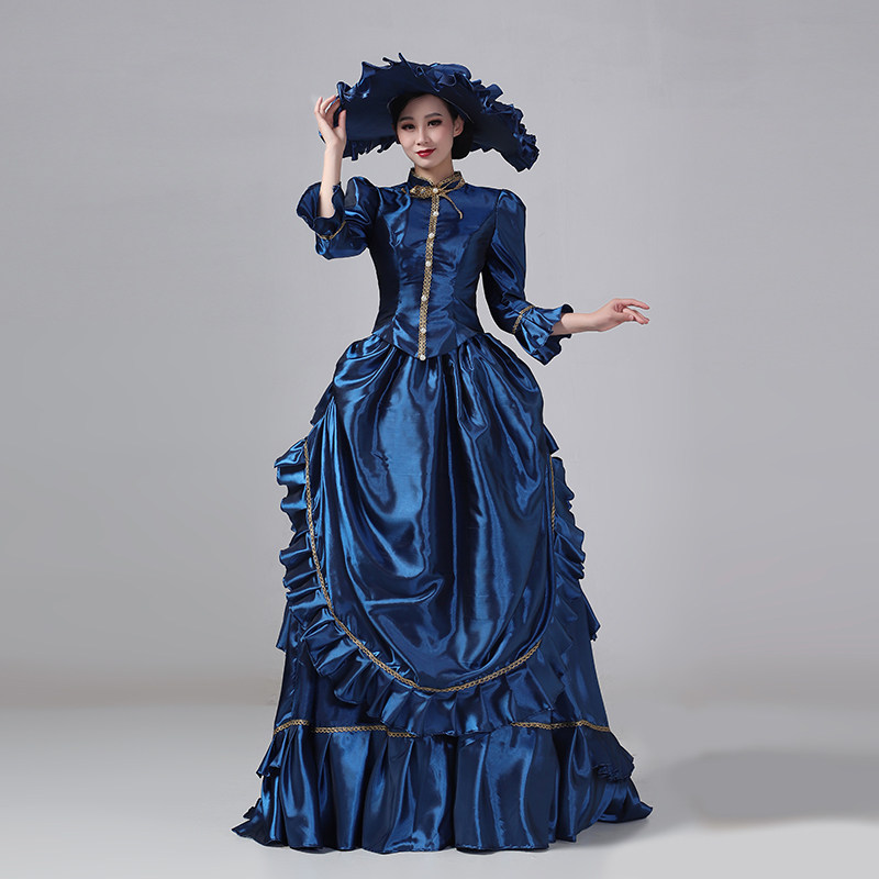 欧式宫廷裙英国中世纪复古法式女袍礼服舞台装公主裙话剧影楼写真_虎窝淘