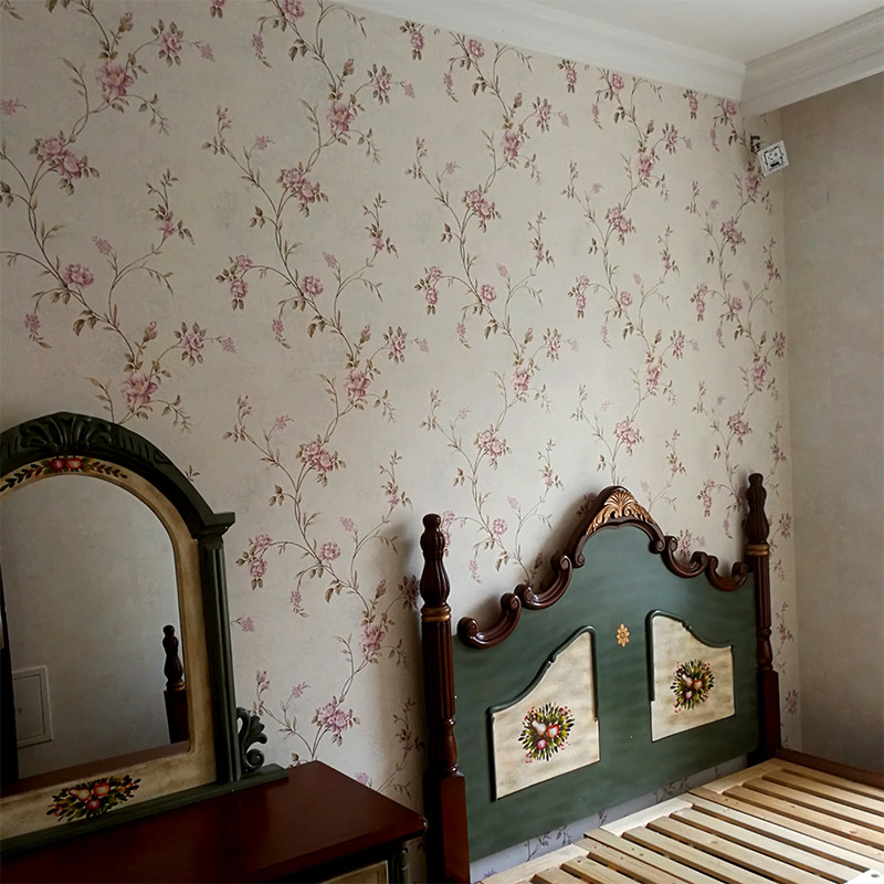 温馨美式乡村客厅卧室沙发床头电视背景墙米黄色田园碎花墙纸全屋,淘宝优惠券,粉丝福利购,淘宝优惠卷