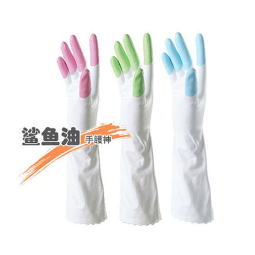 手护神鲨鱼油 乳胶洗碗手套 胶皮橡胶植绒厚薄 家务洗衣清洁采购 - 图0