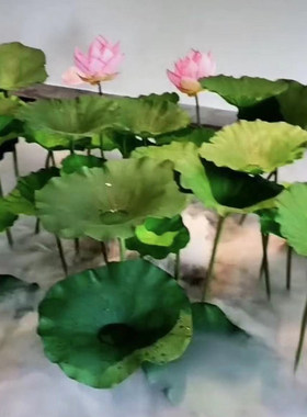 鱼缸池塘造景仿真手感汉服pu荷花
