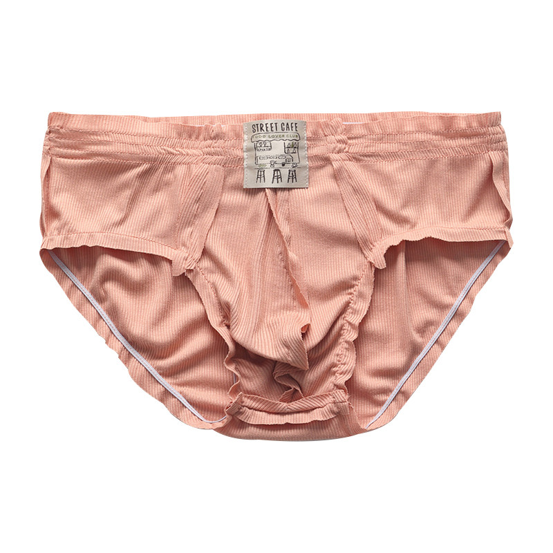 男士内裤棉质舒适柔软透气时尚个性荷叶边青年U囊袋中腰三角短裤,淘宝优惠券,粉丝福利购,淘宝优惠卷