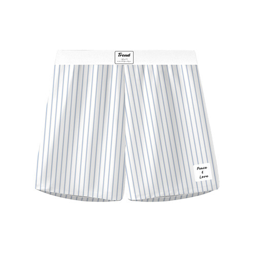 冰丝男士内裤夏季清新条纹格子宽松阿罗裤青少年居家休闲舒适睡裤 - 图3