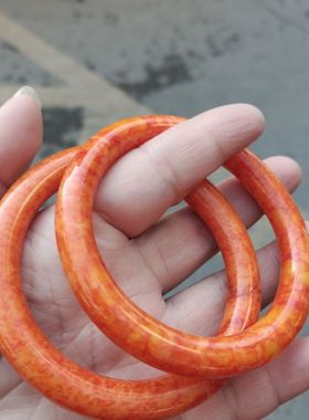 缅甸翡翠黄翡圆条手镯金灿灿铁龙生手环如意玉镯保平安招财