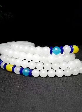 天然和田玉新疆羊脂白玉金丝玉石毛衣链莲花玉兰花吊坠挂件项链