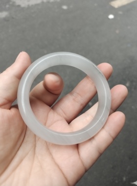 天然玉石水墨丹青灰色玉手镯水墨纹理白玉冰透玉手镯女款百搭
