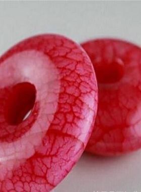 岫玉鸡血石大号仿古平安扣手机挂件车挂毛衣链项链饰品古风红玉石