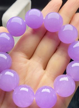 天然冰糯种紫罗兰精雕圆珠手链爆款手工石英岩玉高冰气质