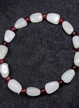 天然正品和田玉白玉手串转运新疆玉石手链籽料男女手饰情侣爆款