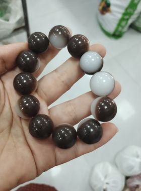 天然新疆和田玉手链糖料烟紫圆珠单圈男女款玉石手串