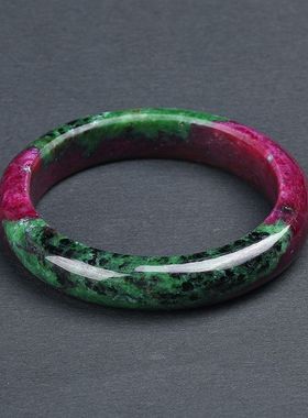 天然红绿宝手镯原矿打磨收藏佳品直播间仿真玉手镯玉镯子礼物