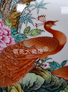 孔雀梅瓶中式博古架明清古典摆件
