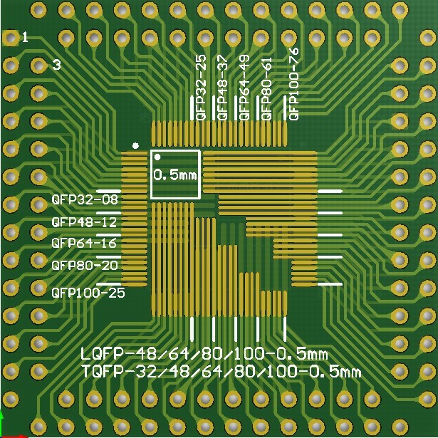 LQFP/FQFP/TQFP 32 44 64 80 100 转直插DIP 0.5/0.8mm万能转接板 - 图1