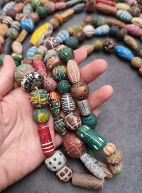 非洲贸易珠 西亚陶珠项链 民族风陶士珠毛衣链 文玩配珠diy散珠